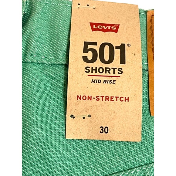 LEVI'S 501 Green Cuffed Mid-Rise Non-Stretch Button Fly Denim Shorts 30 (32) NWT - Picture 5 of 7